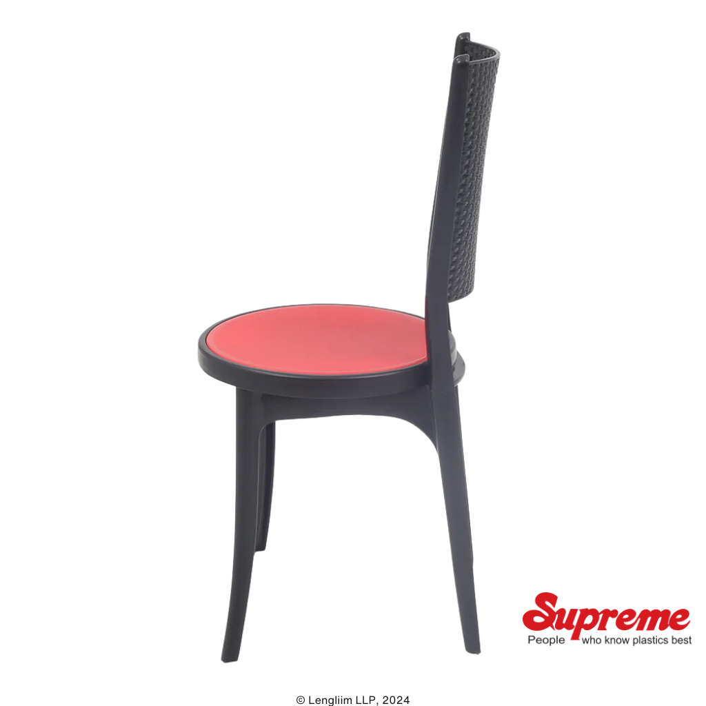 Supreme Furniture Iris Plastic Chair (Black/Red) Side View