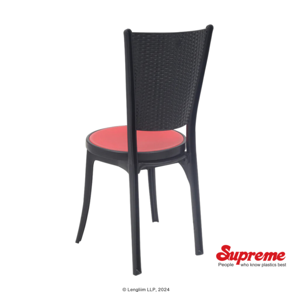 Supreme Furniture Iris Plastic Chair (Black/Red) Back Angle View