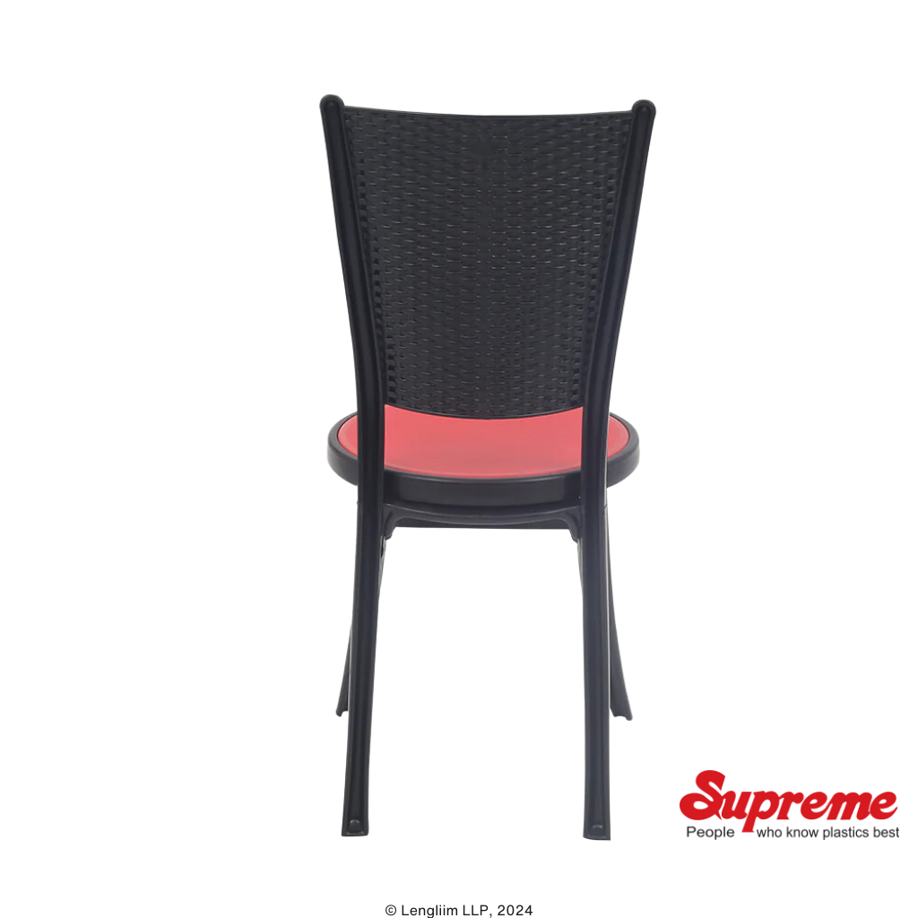 Supreme Furniture Iris Plastic Chair (Black/Red) Back View