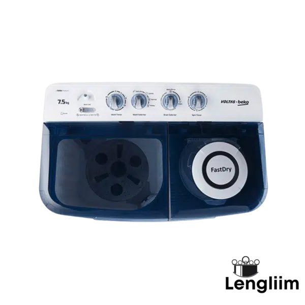 Voltas Beko 7.5 Kg Semi-Automatic Washing Machine (Sky Blue, WTT75DBLT) Top View