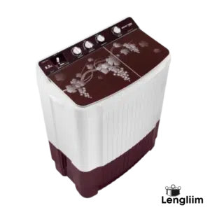 Voltas Beko 8.2 Kg Semi-Automatic Washing Machine (Burgundy, WTT82BRG) Front Top Angle View