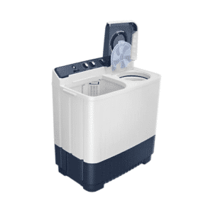 Samsung 11.5 Kg Semi-Automatic Washing Machine (Blue Lid, WT11A4600LL) Front Angle Lids Open View