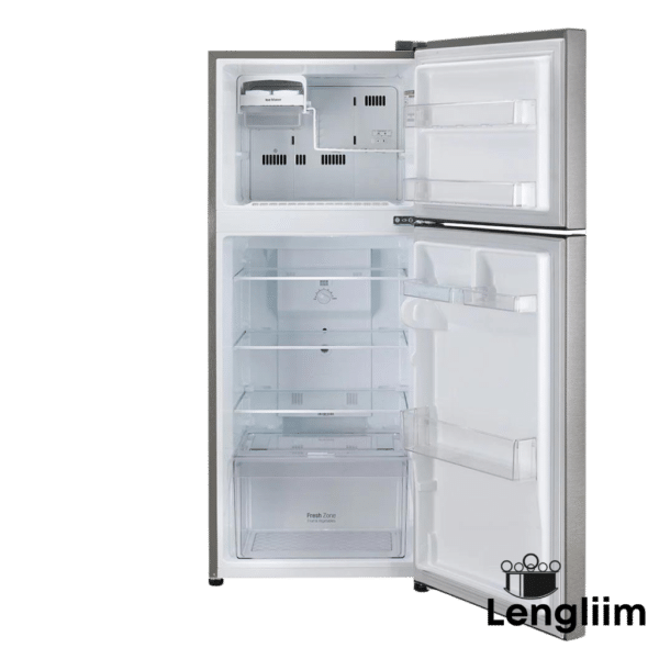 LG 242 Liters 2 Star Frost Free Double Door Refrigerator (Dazzle Steel, GLN292BDSY) Front Open Door Empty View