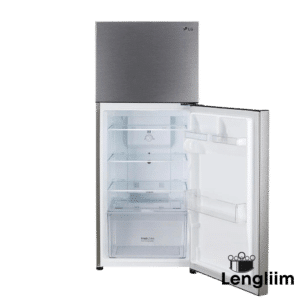 LG 242 Liters 2 Star Frost Free Double Door Refrigerator (Dazzle Steel, GLN292BDSY) Front View with Bottom Door Open