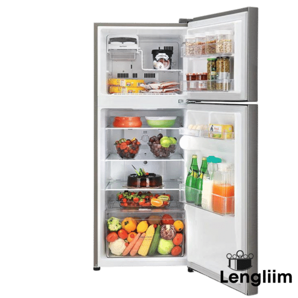 LG 242 Liters 2 Star Frost Free Double Door Refrigerator (Dazzle Steel, GLN292BDSY) Front View Open