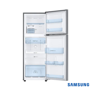 Samsung 253 Liters 2 Star Frost-Free Double Door Fridge (Elegant Inox, RT28T3042S8) Front View Door Open Empty