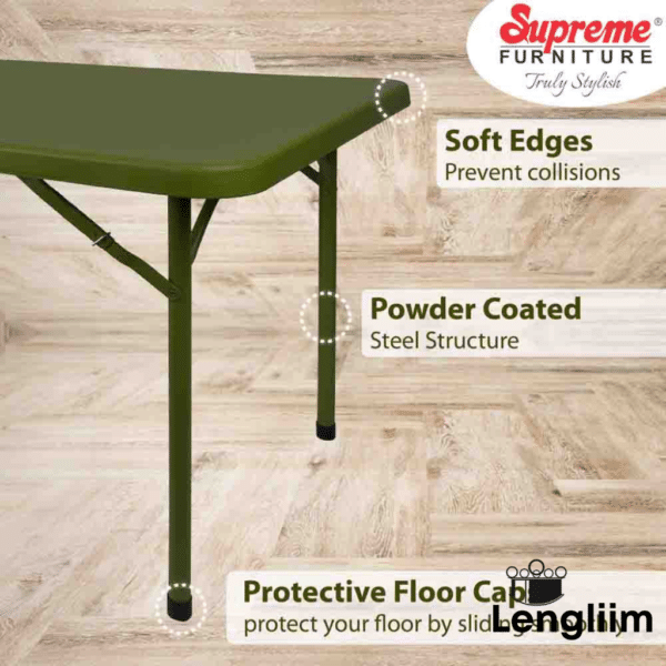 Supreme Furniture Buffet Table (Mehendi Green) Edge and Leg Description