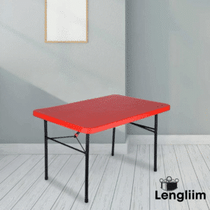 Supreme Furniture Swiss Table (Coke Red) Front Angle View with Bg