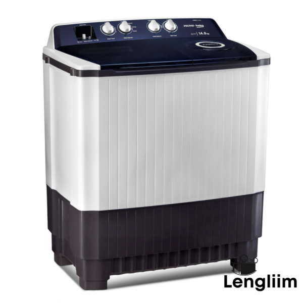 Voltas Beko 14 Kg Semi-Automatic Washing Machine (Grey Transparent, WTT140AGRT) Front Angle View 1