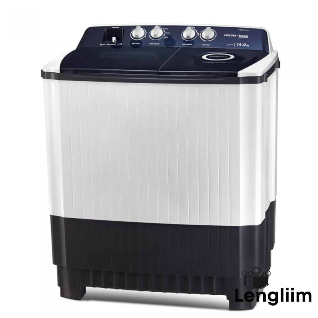 Voltas Beko 14 Kg Semi-Automatic Washing Machine (Grey Transparent, WTT140AGRT) Front Angle View 2