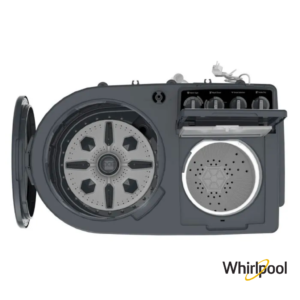 Whirlpool 10 Kg Ace XL Semi-Automatic Washing Machine (Graphite Grey, 30277) Top View with Lids Open