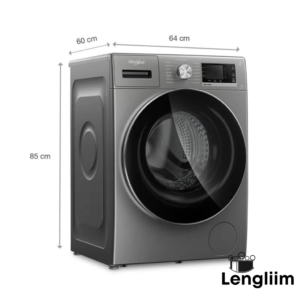 Whirlpool 8 Kg Fully Automatic Front Load Washing Machine (33016) Front Angle View with Dimensions