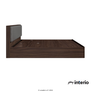 Godrej Interio Eden King Size Bed (Pull-Out Storage, Dark Walnut) Side View