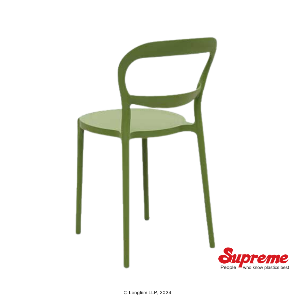 Supreme Furniture Fiona Plastic Chair (Mehandi Green) Back Angle View