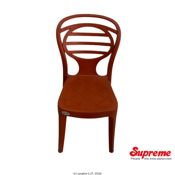Supreme Furniture Oak Plastic Chair (Reddish Brown) Front Top View