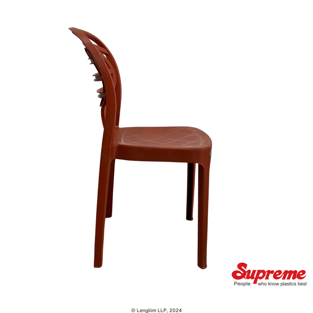 Supreme Furniture Oak Plastic Chair (Reddish Brown) Side View