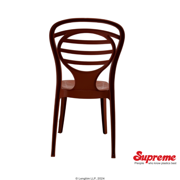 Supreme Furniture Oak Plastic Chair (Reddish Brown) Back View