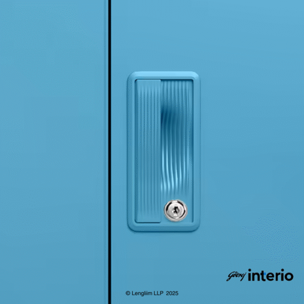 Godrej Interio Slimline 2 Door Almirah (4 Shelves, Textured Milky Blue) Door Handle