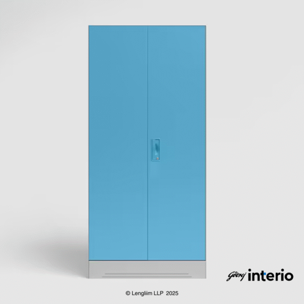 Godrej Interio Slimline 2 Door Almirah (4 Shelves, Textured Milky Blue) Front View
