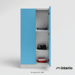 Godrej Interio Slimline 2 Door Almirah (4 Shelves, Textured Milky Blue) Front View with Righ Door Open