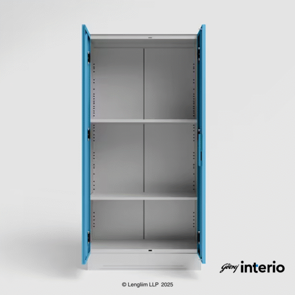Godrej Interio Slimline 2 Door Almirah (4 Shelves, Textured Milky Blue) Internal Configuration