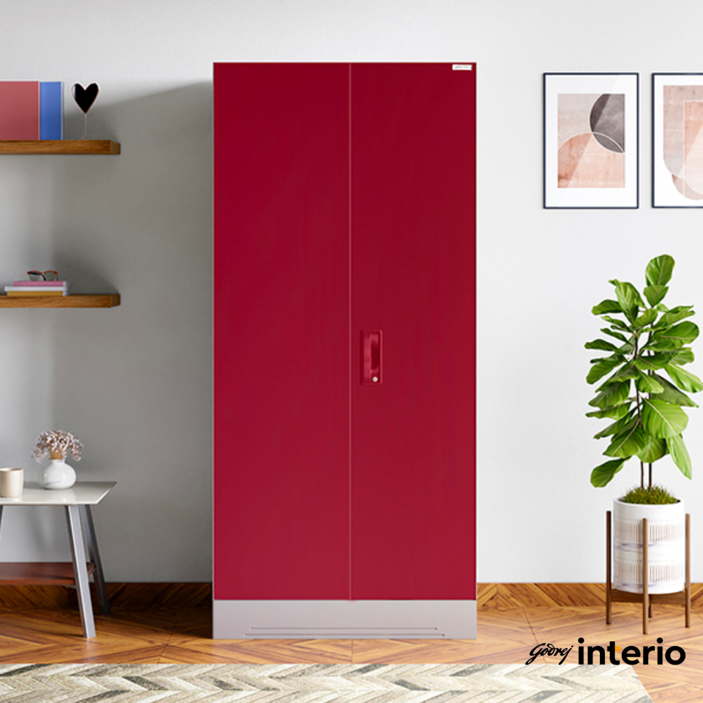 Godrej Interio Slimline 2 Door Almirah (Locker, Textured Ceremi Red) Marketing Image
