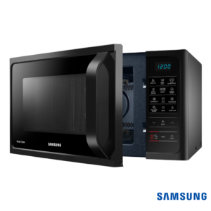 Samsung 28 Liters SlimFry™ Convection Microwave Oven (Black, MC28A5033CK) Front Angle View with Door Open