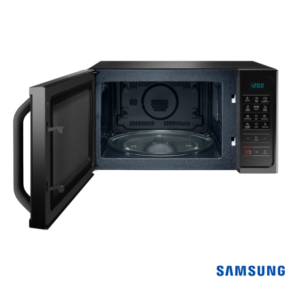 Samsung 28 Liters SlimFry™ Convection Microwave Oven (Black, MC28A5033CK) Front View with Door Open