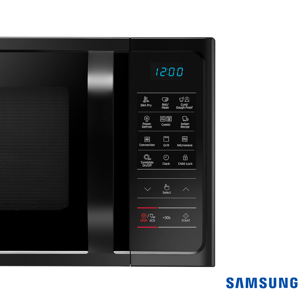 Samsung 28 Liters SlimFry™ Convection Microwave Oven (Black, MC28A5033CK) Control Panel View