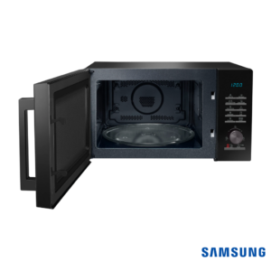 Samsung 28 Liters SlimFry™ Moisture Sensor Convection Microwave Oven (Black, MC28A5145VK) Front View with Door Open