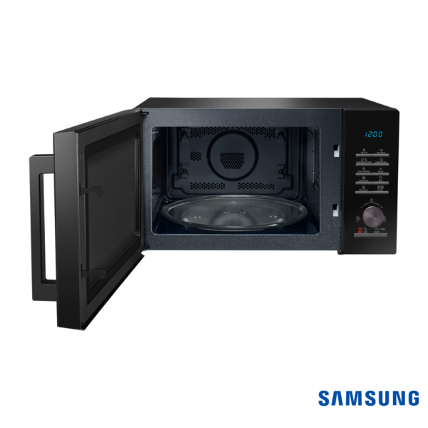 Samsung 28 Liters SlimFry™ Moisture Sensor Convection Microwave Oven (Black, MC28A5145VK) Front View with Door Open