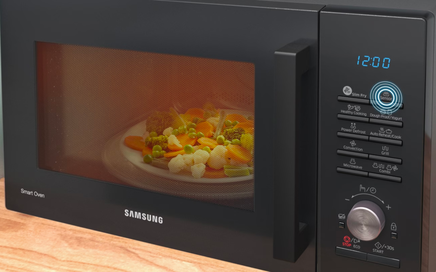 Samsung 28 Liters SlimFry™ Moisture Sensor Convection Microwave Oven (Black, MC28A5145VK) Sensor Cook