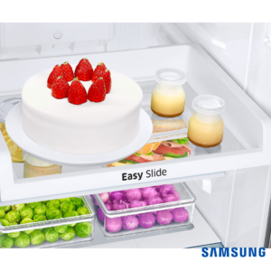 Samsung 236 Liters Base Stand Drawer Double Door Fridge (Bouquet Silver, RT28C3832QB) Easy Slide Shelf