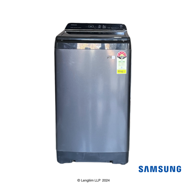 Samsung 10 Kg Top Load Fully Automatic Washing Machine (Black Caviar, WA10BG4546BVTL) Actual Front View