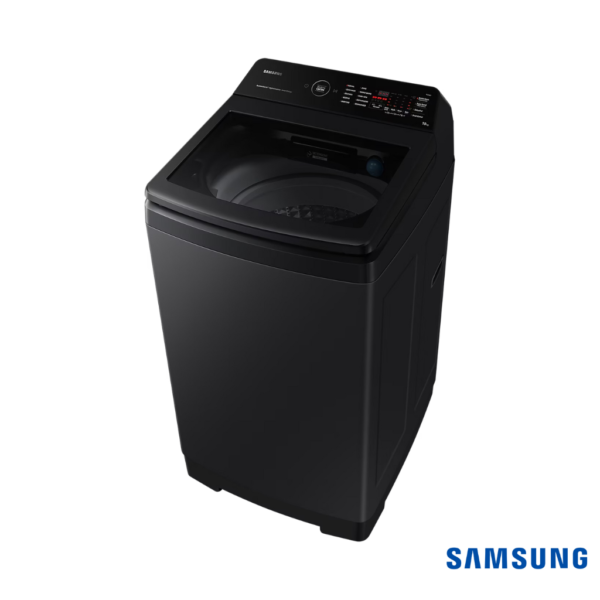 Samsung 10 Kg Top Load Fully Automatic Washing Machine (Black Caviar, WA10BG4546BVTL) Front Angle Top View