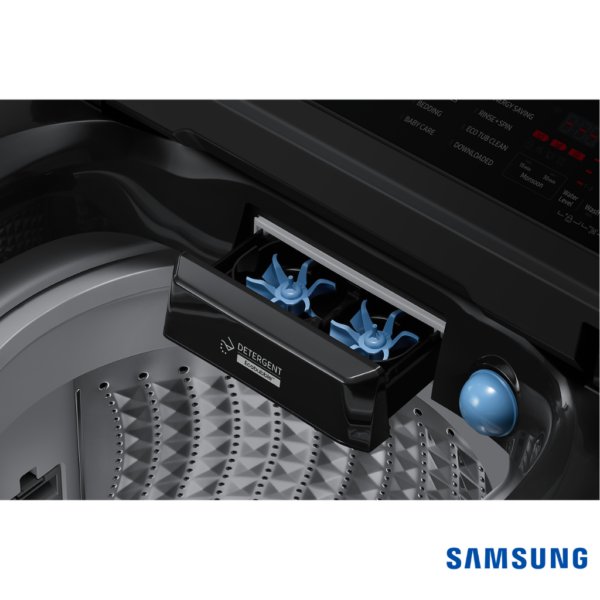 Samsung 10 Kg Top Load Fully Automatic Washing Machine (Black Caviar, WA10BG4546BVTL) Detergent Eco Bubble Close Up