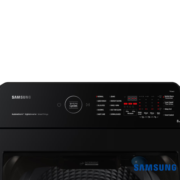 Samsung 8 Kg Ecobubble™ Top Load Fully Automatic Washing Machine with Wi-Fi Connectivity (Rose Brown, WA80BG4546BR) Control Panel