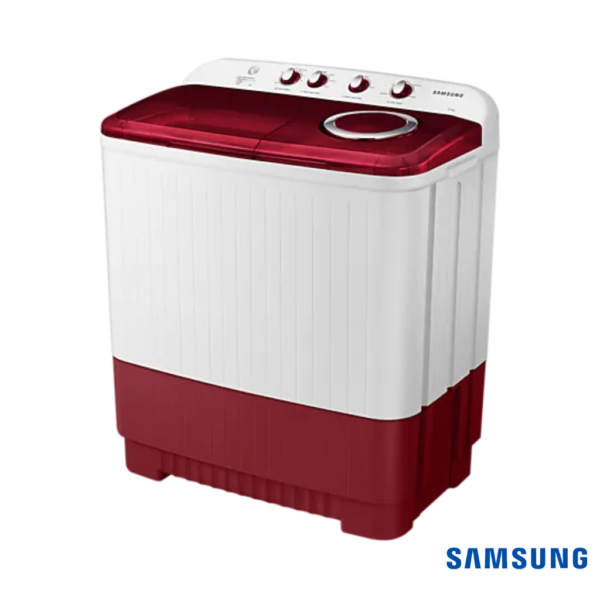 Samsung 9.5 Kg Semi Automatic Washing Machine (Wine Red, WT95A4200RR) Front Angle View