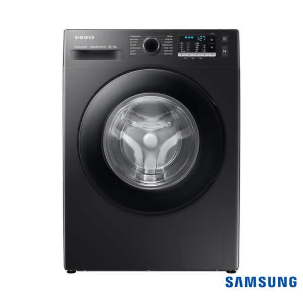 Samsung 8.0 kg EcoBubble™ Front Loading Automatic Washing Machine (Black, WW80TA046AB1) Front View