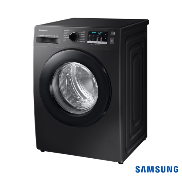 Samsung 8.0 kg EcoBubble™ Front Loading Automatic Washing Machine (Black, WW80TA046AB1) Front Angle View 1