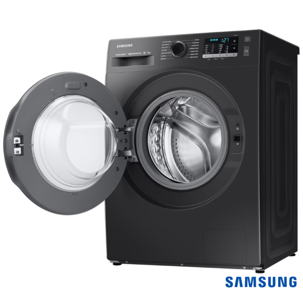 Samsung 8.0 kg EcoBubble™ Front Loading Automatic Washing Machine (Black, WW80TA046AB1) Front Angle View with Lid Open