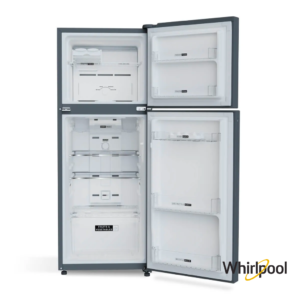 Whirlpool 212 Liters 1 Star Classic Plus Double Door Fridge (Athena Steel, 21662) Front View with Doors Open