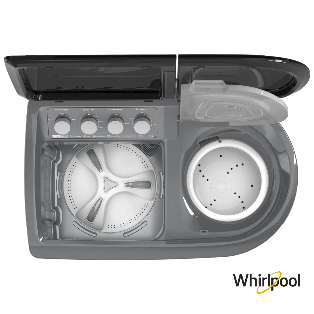 Whirlpool 9 Kg Hydrowash Elite Semi Automatic Washing Machine (Midnight Grey, 30312) Top View