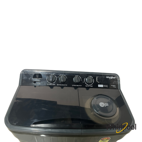 Whirlpool 7.5 Kg Maxxwash Premier Semi Automatic Washing Machine (Black, 30324) Top Angle View