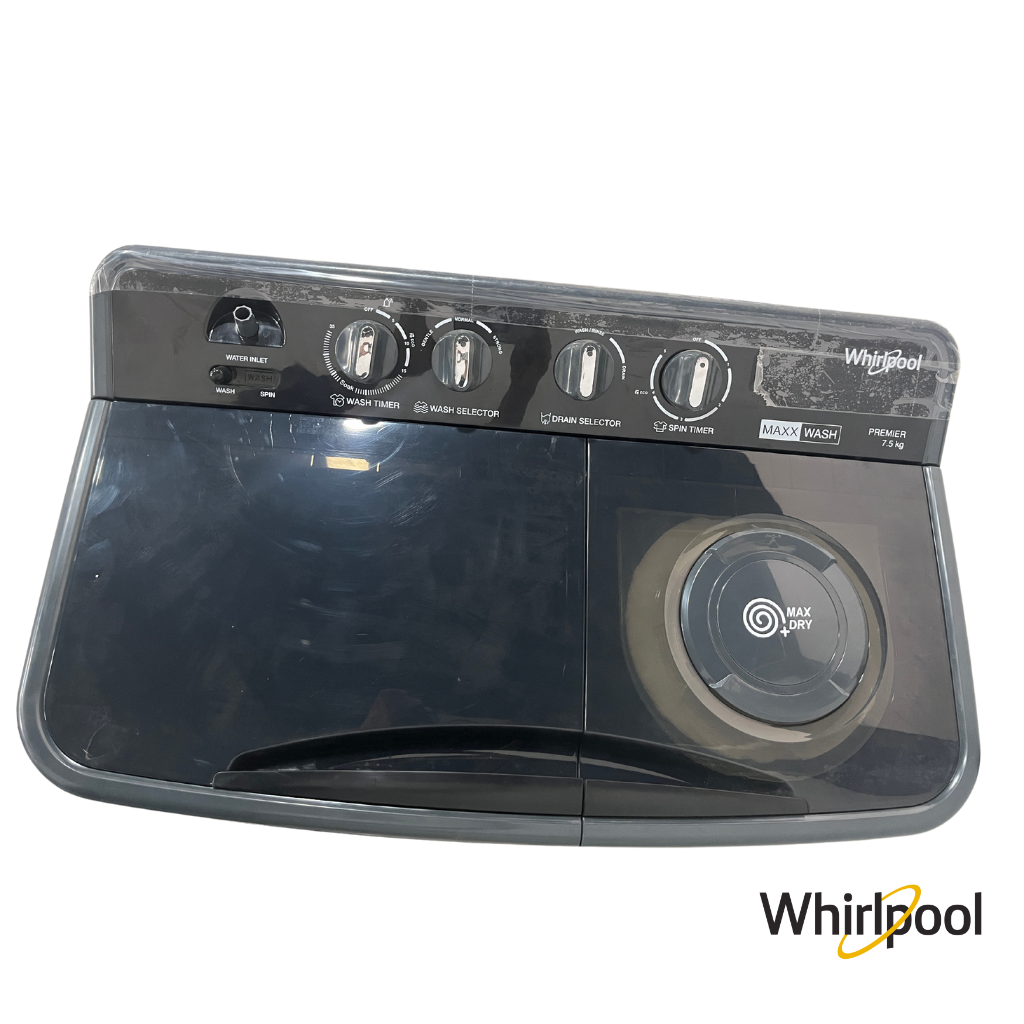 Whirlpool 7.5 Kg Maxxwash Premier Semi Automatic Washing Machine (Black, 30324) Top Panel View