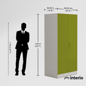 Godrej Interio Slimline 2 Door Almirah (Locker, Textured Leaf Green) Dimensions Exterior