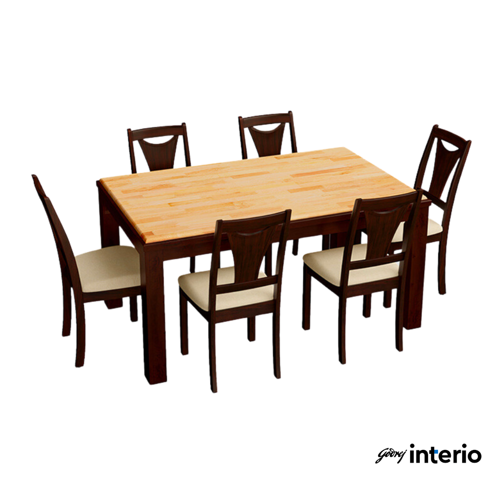 Godrej Interio Swish 6 Seater Dining Table (Wood Mahogany) Swish Set View