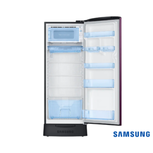 Samsung 223 Liters 3 Star Single Door Fridge with Base Stand Drawer (Camellia Purple, RR24C2823CR) Front View Open Door