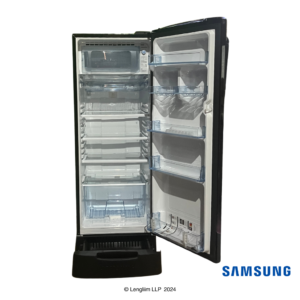 Samsung 223 Liters 3 Star Single Door Fridge with Base Stand Drawer (Camellia Purple, RR24C2823CR) Real Front View with Door Open