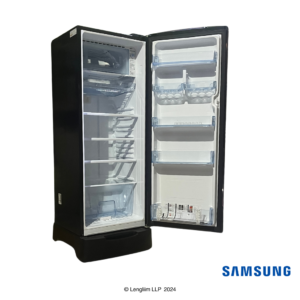 Samsung 223 Liters 3 Star Single Door Fridge with Base Stand Drawer (Camellia Purple, RR24C2823CR) Real Front Angle View with Door Open